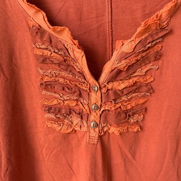 Eddie Bauer Womens Shirt Long Sleeve Burnt Orange Size Medium Ruffles - Picture 2 of 9